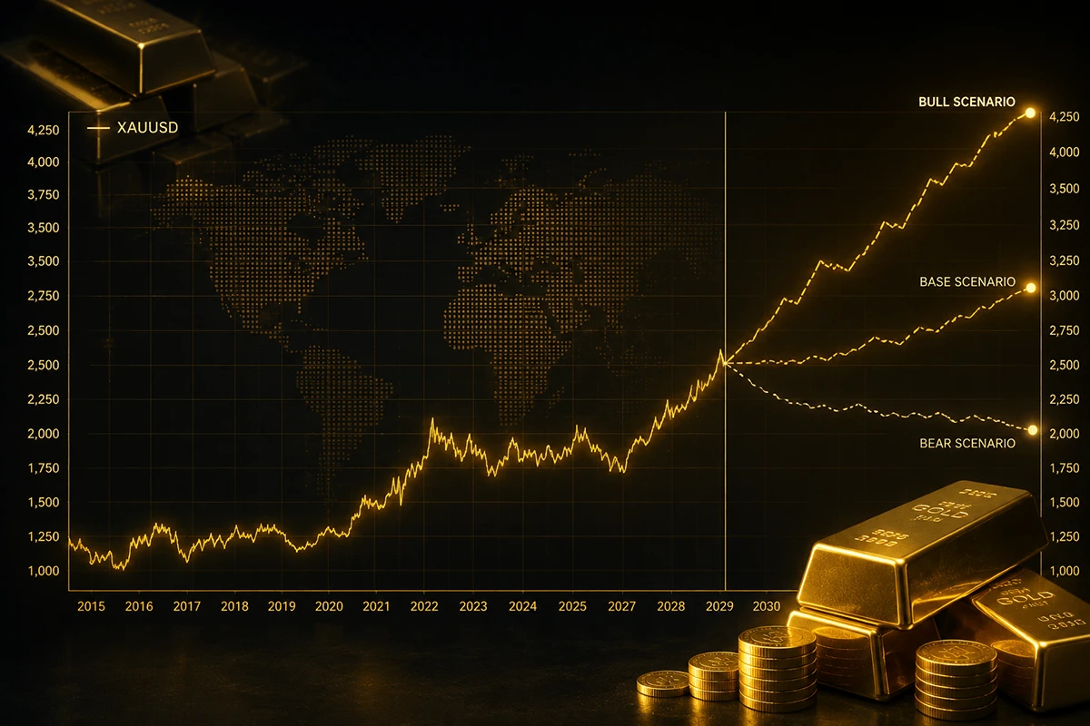 Gold price prediction 2030 — XAUUSD scenario chart